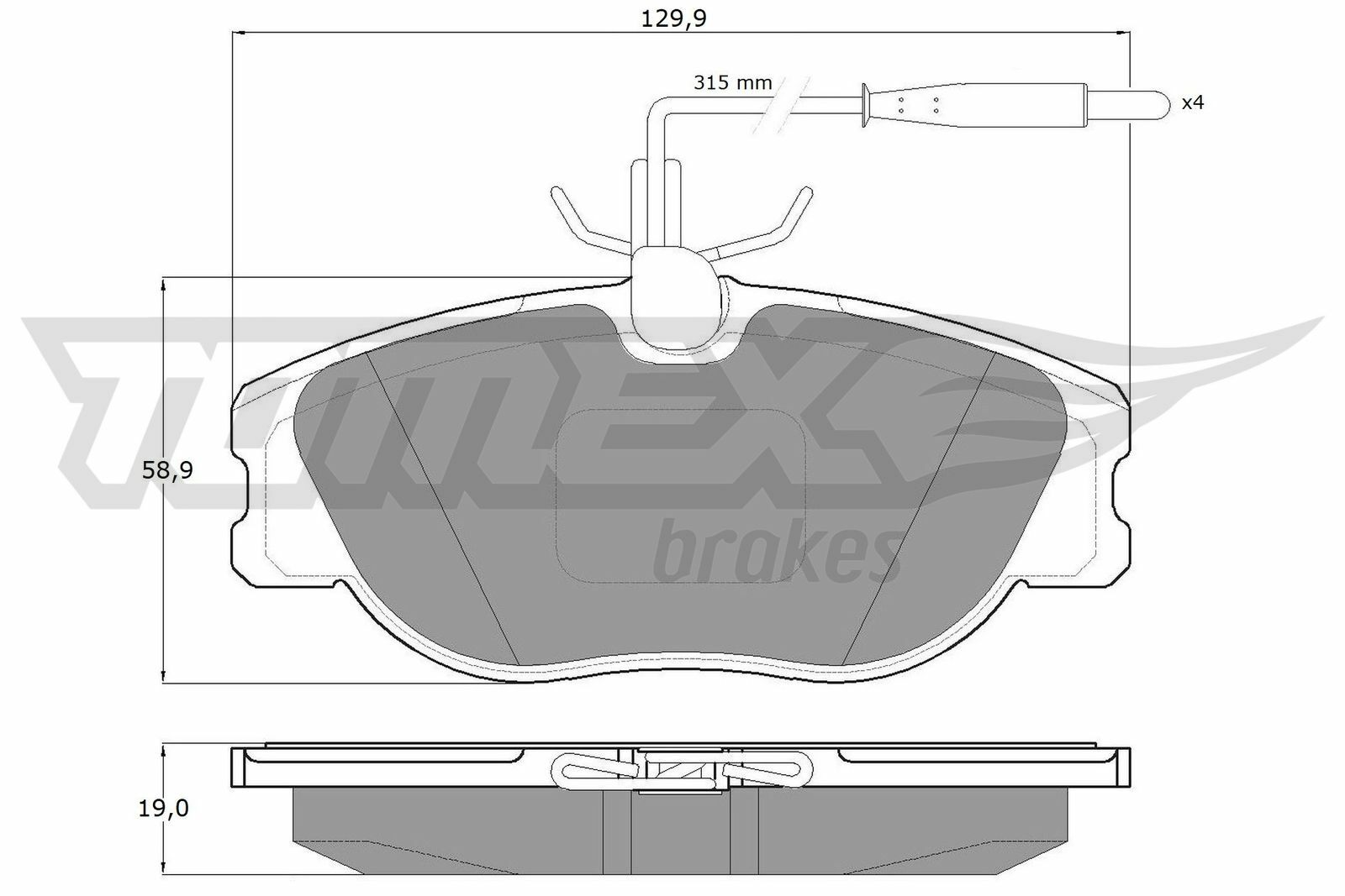 Sada brzdových destiček, kotoučová brzda TOMEX Brakes